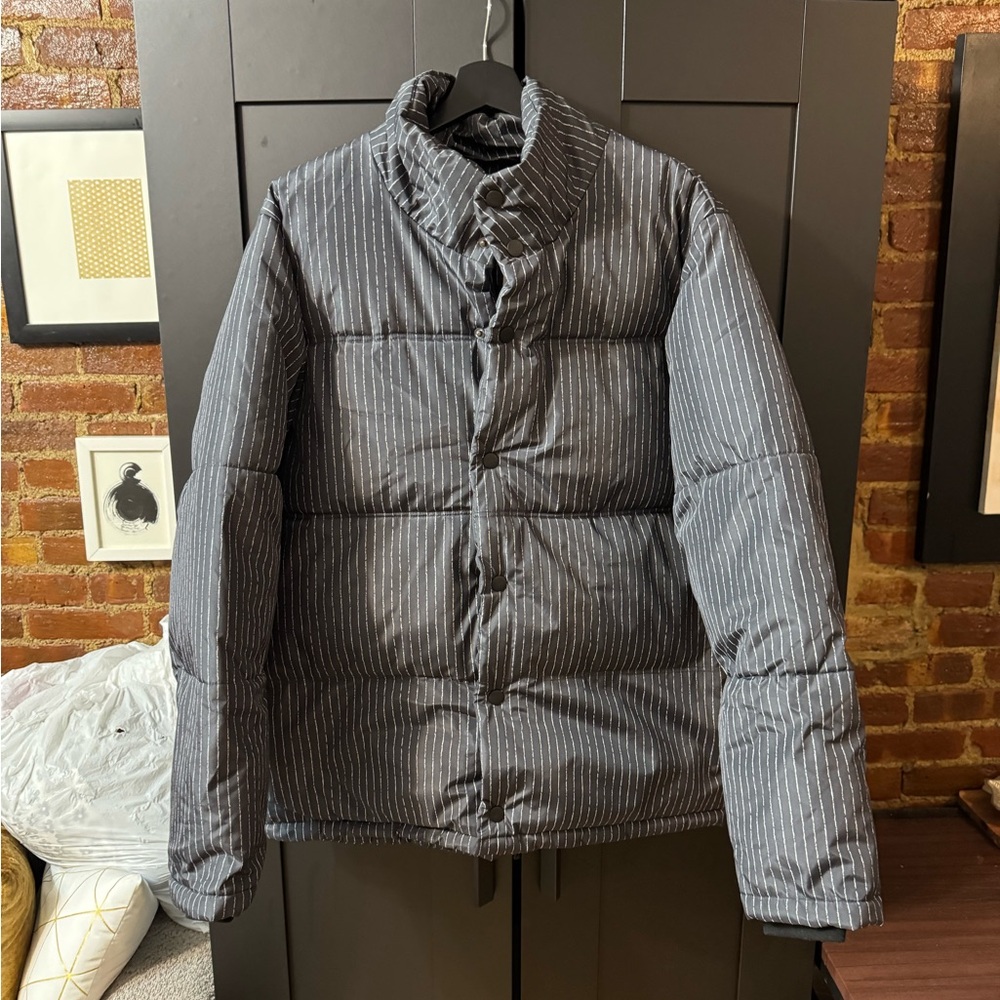 Topman Gray Puffer Jacket with Ribbed Pattern - Picture 5 of 12